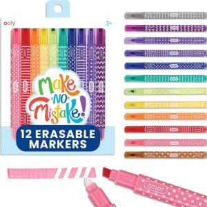 image:imageOoly Make No Mistake Erasable Markers 12 Stress and Mess Free Marker Pack You Can Erase Drawing amp Coloring Pens for Kids and Adults Colorful Supplies for Any Arts amp CraftsErasable