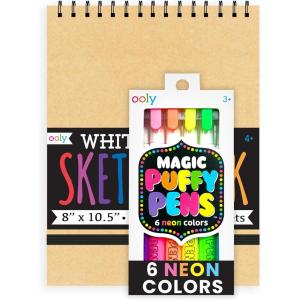 image:imageOoly Puffy Paint Neon Gel Pens Set of 6 amp Sketchbook Bundle 3D Foam Texture Painting Magic Puffy Pen Creative and Fun Pens for Kids Arts and Crafts Drawing SuppliesPuffy Pens  Sketchbook
