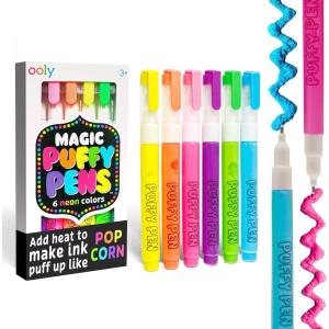 image:imageOoly Puffy Paint Neon Gel Pens Set of 6 amp Sketchbook Bundle 3D Foam Texture Painting Magic Puffy Pen Creative and Fun Pens for Kids Arts and Crafts Drawing SuppliesPuffy Pens