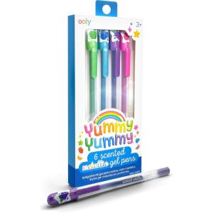 image:imageOoly Scented Yummy Yummy Glitter Gel Pens Set of 12100mm NIB Scented Glitter Pens for Kids and Adults Art and Stationery SuppliesMetallic  Set of 6