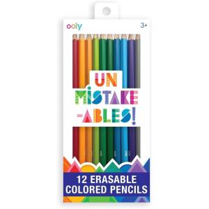 image:imageOoly UnMistakeAbles Erasable Colored Pencils Set of 12 Stress and Mess Free Drawing amp Coloring Pencils for Kids and Adults Colorful School Supplies for Arts and CraftsErasable Pencils
