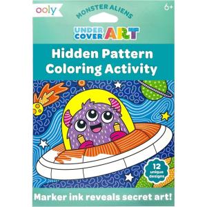 image:imageOoly Undercover Art Hidden Pattern Coloring Activity Art Cards  12 Unique and Fun Designs NonToxic Coloring Gifts for Kids Activity Kit for Travel  Dino TalesMonster Aliens