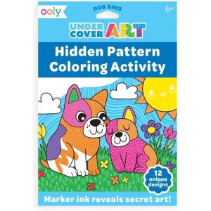 image:imageOoly Undercover Art Hidden Pattern Coloring Activity Art Cards  12 Unique and Fun Designs NonToxic Coloring Gifts for Kids Activity Kit for Travel  Dino TalesDog Days