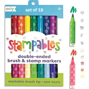 image:imageOoly x Peanuts DoubleSided Stamping Markers with Peanuts Characters and Brush Tips Stamps include Snoopy Woodstock Charlie Brown and MoreBrush Tip  Stamp