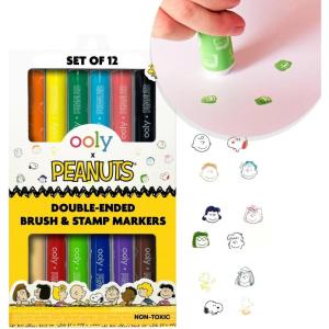 image:imageOoly x Peanuts DoubleSided Stamping Markers with Peanuts Characters and Brush Tips Stamps include Snoopy Woodstock Charlie Brown and MorePeanuts Friends