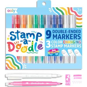 image:imageOoly x Peanuts DoubleSided Stamping Markers with Peanuts Characters and Brush Tips Stamps include Snoopy Woodstock Charlie Brown and MoreStampADoodle DoubleEnded Markers