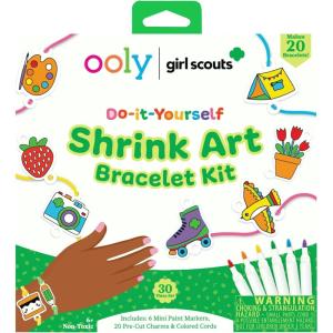 image:imageOoly x Peanuts Snoopy 34 PC DIY Shrinking Art Kit for Kids with Markers 20 Plastic Pre Cut Charms and More No Mess Creative Activity Jewelry Making KitGirl Scouts Bracelet Kit