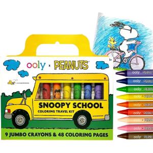image:imageOoly x Peanuts Travel Art Kit with 9 Jumbo Crayons amp 48 Themed Coloring Pages amp Case for Easy Traveling Art Creation Perfect Airplane amp Road Trip Activities for KidsPeanuts Friends