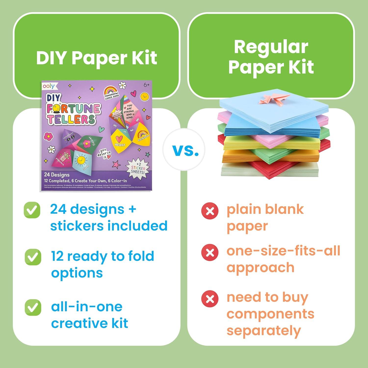 image:imageOoly DIY Paper Kit 24 Fortune Teller Designs amp Stickers Kit Includes 12 Completed 6 Blank and 6 Colorin Folding Fortune Teller Activity Gifts for KidsFortune Tellers Kit