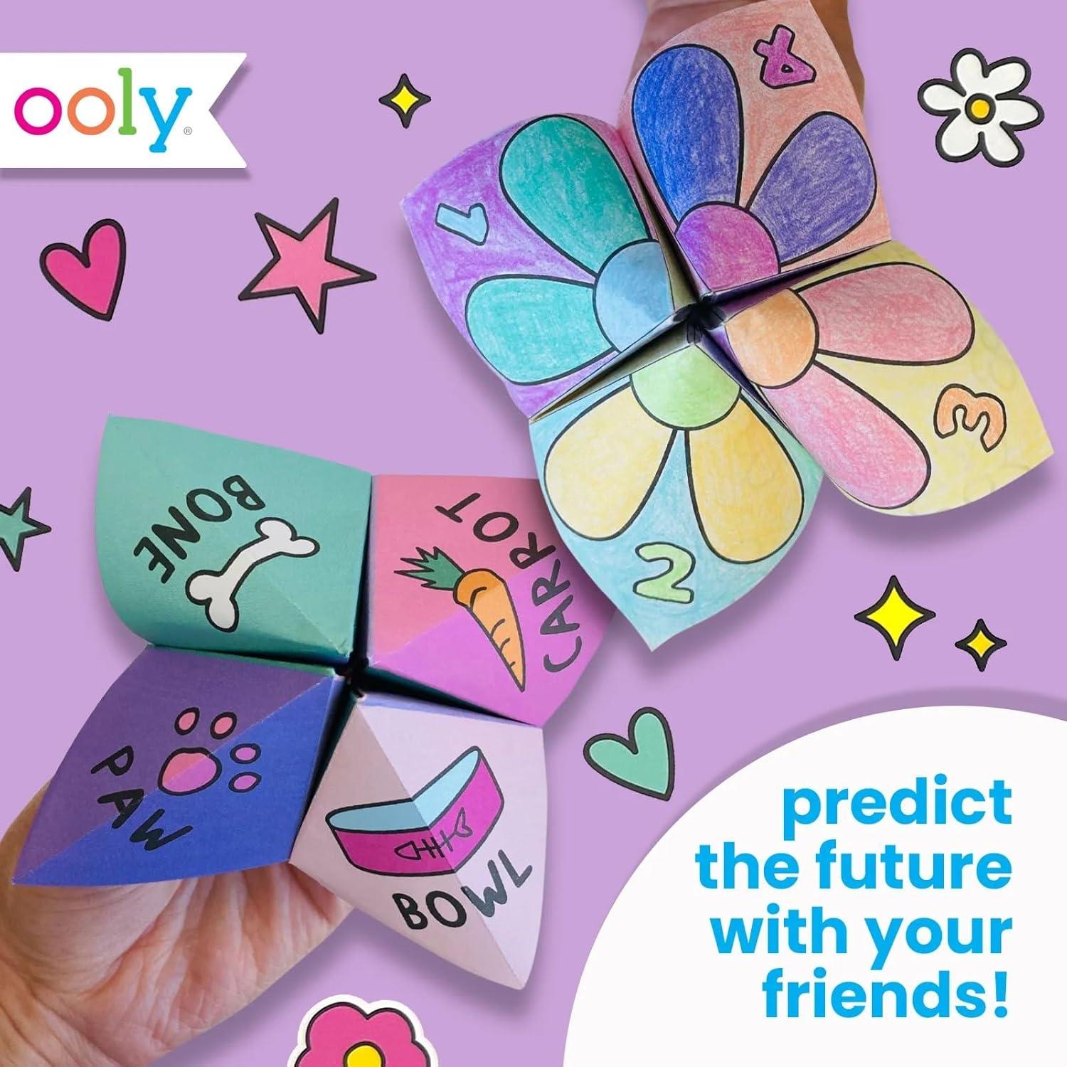 image:imageOoly DIY Paper Kit 24 Fortune Teller Designs amp Stickers Kit Includes 12 Completed 6 Blank and 6 Colorin Folding Fortune Teller Activity Gifts for KidsFortune Tellers Kit