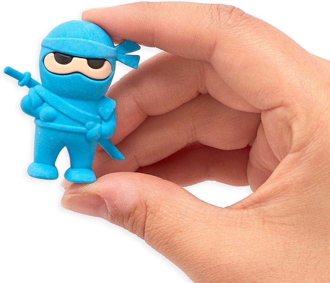 image:imageOoly Ninja Erasers Set of 3 Blue Red and Black Colors 175 Tall