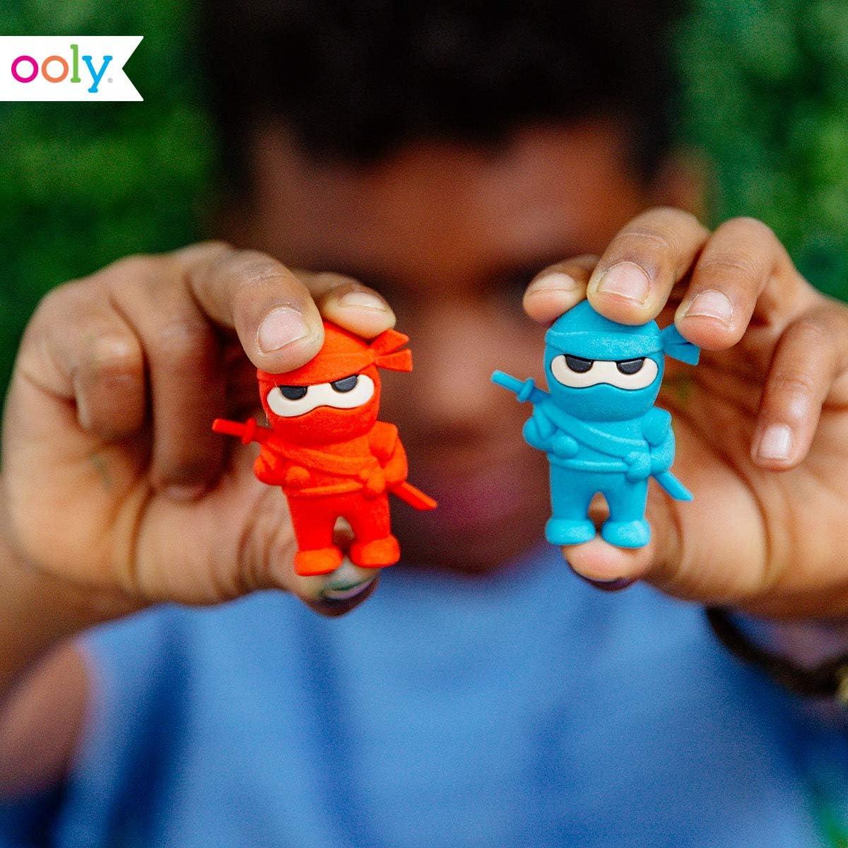 image:imageOoly Ninja Erasers Set of 3 Blue Red and Black Colors 175 Tall