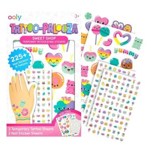 image:imageOoly Set of 35 Sweet Shop Temporary Tattoos and 192 Nail Stickers for Kids NonToxic Safe Child Tattoos Party Favors Goodie Bag Stuffers Gifts for Kids Birthday Decorations for Girls Ages 3Sweet Shop
