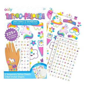 image:imageOoly Set of 35 Sweet Shop Temporary Tattoos and 192 Nail Stickers for Kids NonToxic Safe Child Tattoos Party Favors Goodie Bag Stuffers Gifts for Kids Birthday Decorations for Girls Ages 3Unicorns  Rainbows
